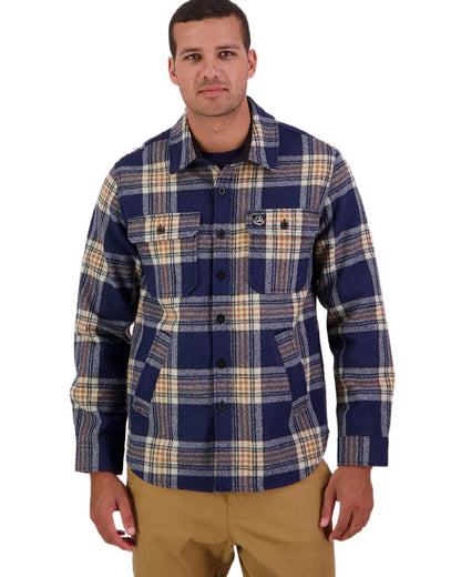 Atlantic Check Coloured Swanndri Mens Kiaraki V3 Wool Shacket on white background 