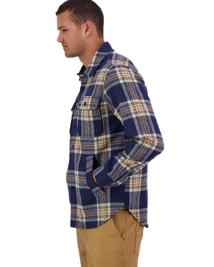 Atlantic Check Coloured Swanndri Mens Kiaraki V3 Wool Shacket on white background 