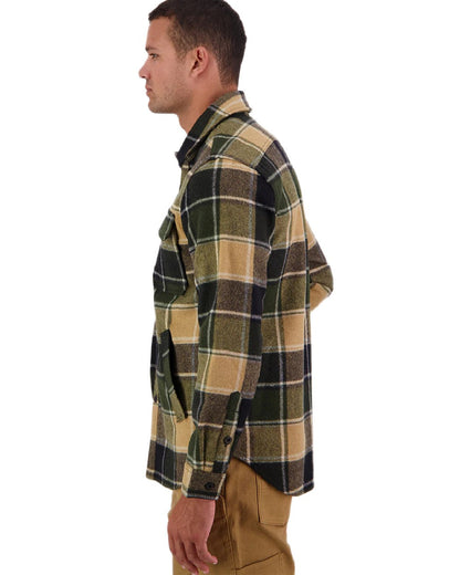 Denver Check Coloured Swanndri Mens Kiaraki V3 Wool Shacket on white background 