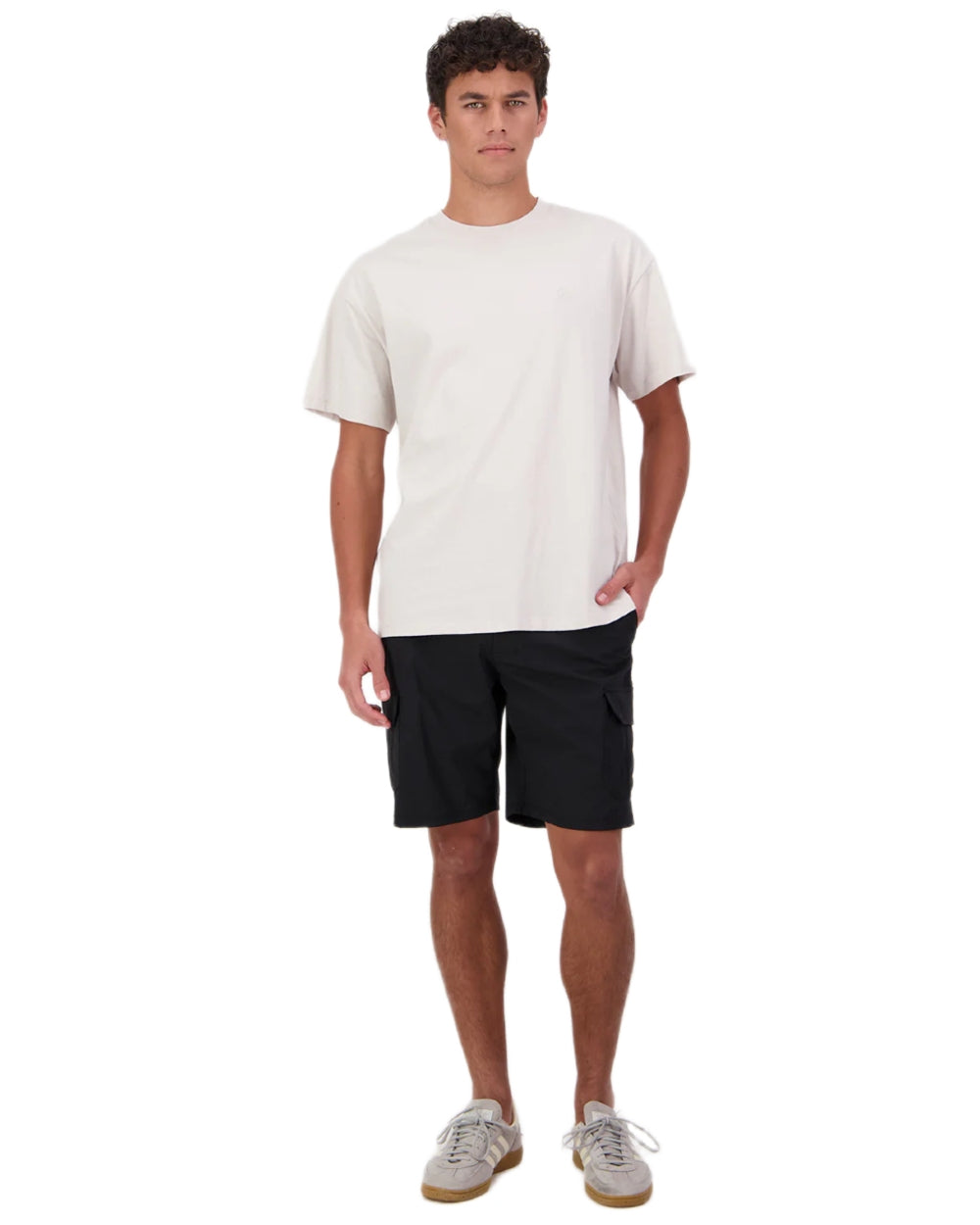 Black coloured Swanndri Mens Lawson Walk Shorts on white background 