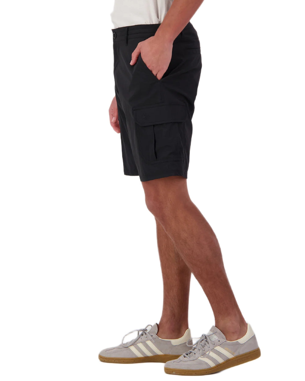 Black coloured Swanndri Mens Lawson Walk Shorts on white background 