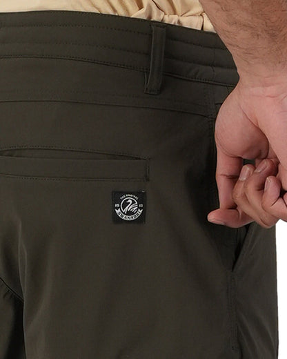 Olive Coloured Swanndri Mens Lawson Walk Shorts on white background 