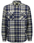 Navy Horizon Grey Coloured Swanndri Mens Morven Sherpa Long Sleeve Shirt on white background 