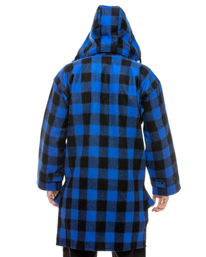 Blue Black Check Coloured Swanndri Mens Mosgiel Wool Bushshirt with Zip-up Front on white background 
