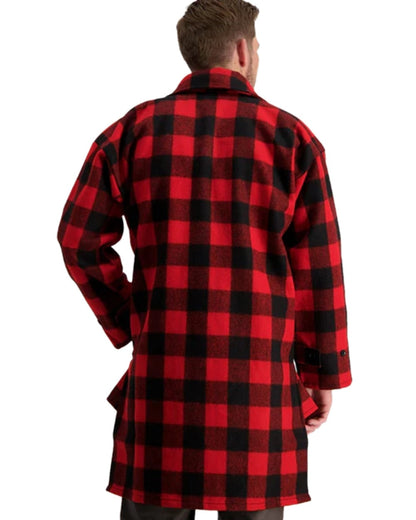 Red Black Check Coloured Swanndri Mens Mosgiel Wool Bushshirt with Zip-up Front on white background 