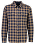 Gold Navy Coloured Swanndri Mens Okato V2 Long Sleeve Shirt on white background 