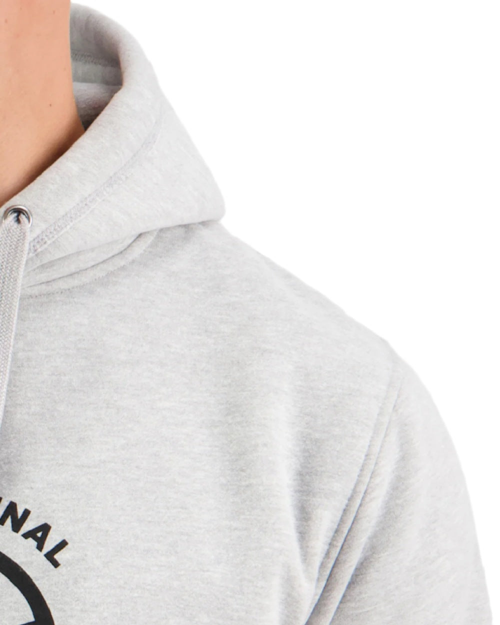 Grey Marle Coloured Swanndri Mens Original Fleece Hoodie on white background 