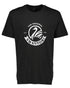 Washed Black Powder Coloured Swanndri Mens Original Print T Shirt on white background 