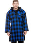 Blue Black Check Coloured Swanndri Mens Original Wool Bushshirt With Lace-Up Front on white background 