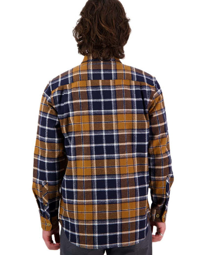 Tan Coloured Swanndri Mens Pencarrow Long Sleeved Shacket on white background 