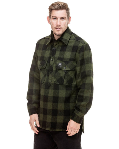Olive Black Check Coloured Swanndri Mens Ranger Extreme V2 on white background 