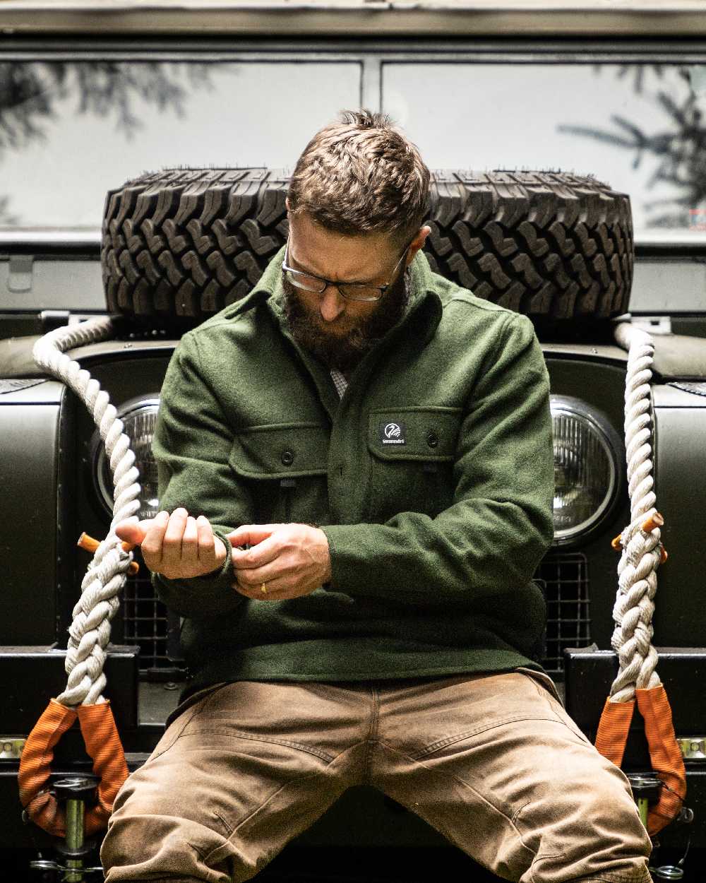 Olive Coloured Swanndri Mens Ranger Extreme V2 on outdoor background 