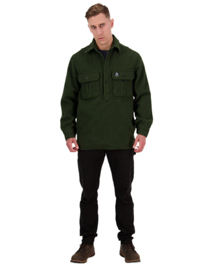 Olive Coloured Swanndri Mens Ranger Extreme V2 on white background 