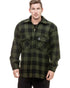 Olive Black Check Coloured Swanndri Mens Ranger Wool Zip Front Bushshirt on white background 