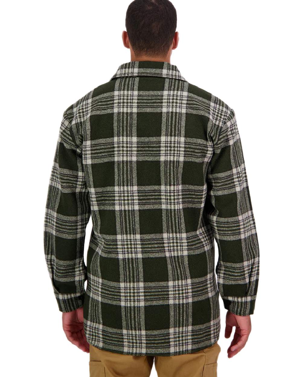 Woodlands Check Coloured Swanndri Mens Ranger Wool Zip Front Bushshirt on white background 