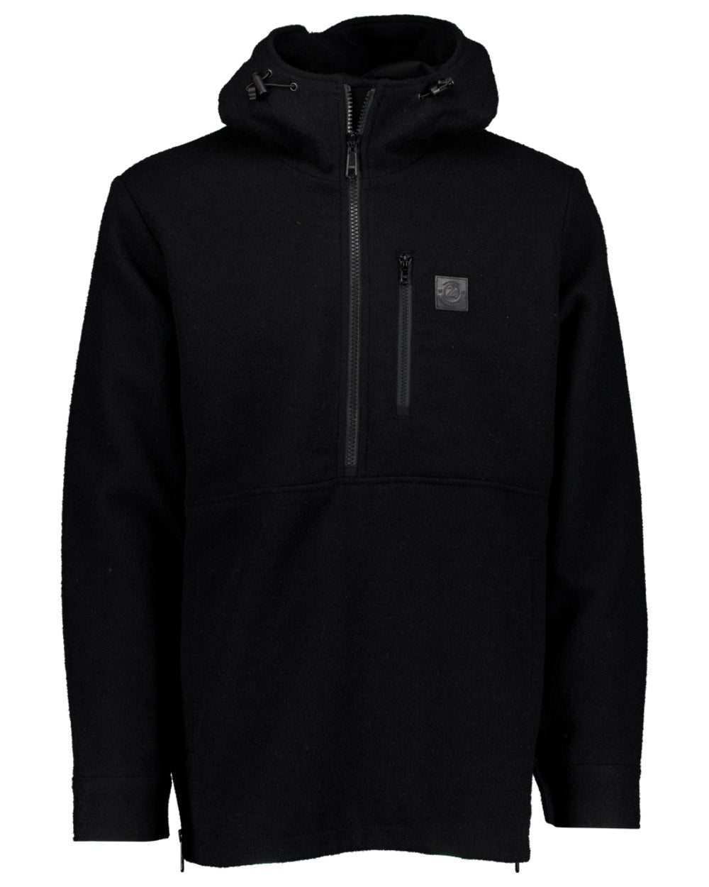 Black Coloured Swanndri Mens Reidston Wool Anorak on white background 