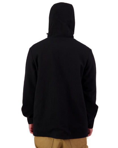 Black Coloured Swanndri Mens Reidston Wool Anorak on white background 