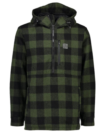 Olive Black Check Coloured Swanndri Mens Reidston Wool Anorak on white background 
