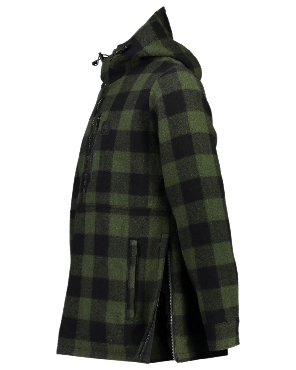 Olive Black Check Coloured Swanndri Mens Reidston Wool Anorak on white background 