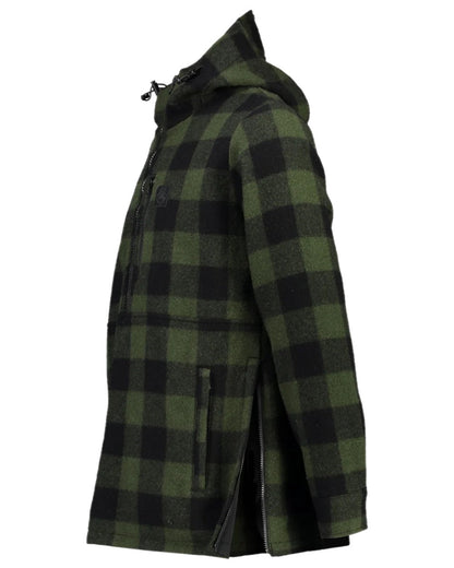 Olive Black Check Coloured Swanndri Mens Reidston Wool Anorak on white background 