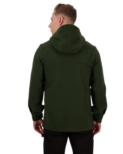 Olive Coloured Swanndri Mens Reidston Wool Anorak on white background 