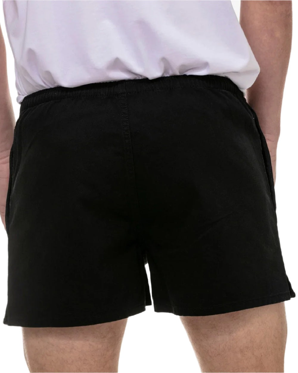 Black Coloured Swanndri Mens Rugby Short on white background 