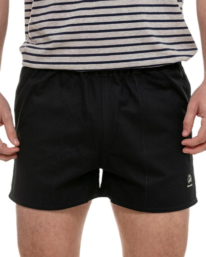 Navy Coloured Swanndri Mens Rugby Short on white background 