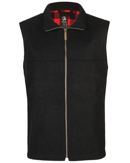 Black Coloured Swanndri Mens Saddleback Wool Vest on white background 