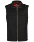 Black Coloured Swanndri Mens Saddleback Wool Vest on white background 