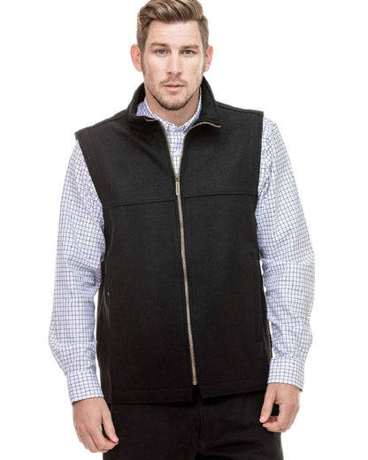 Black Coloured Swanndri Mens Saddleback Wool Vest on white background 
