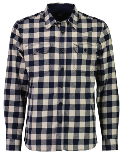 Navy Sandshell Coloured Swanndri Mens Taranaki Tailor Long Sleeve Shirt on white background 