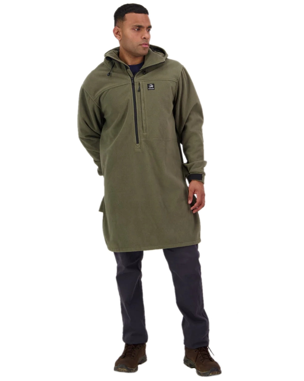 Forest Coloured Swanndri Mens Tundra V2 Technical Fleece Anorak on white background 
