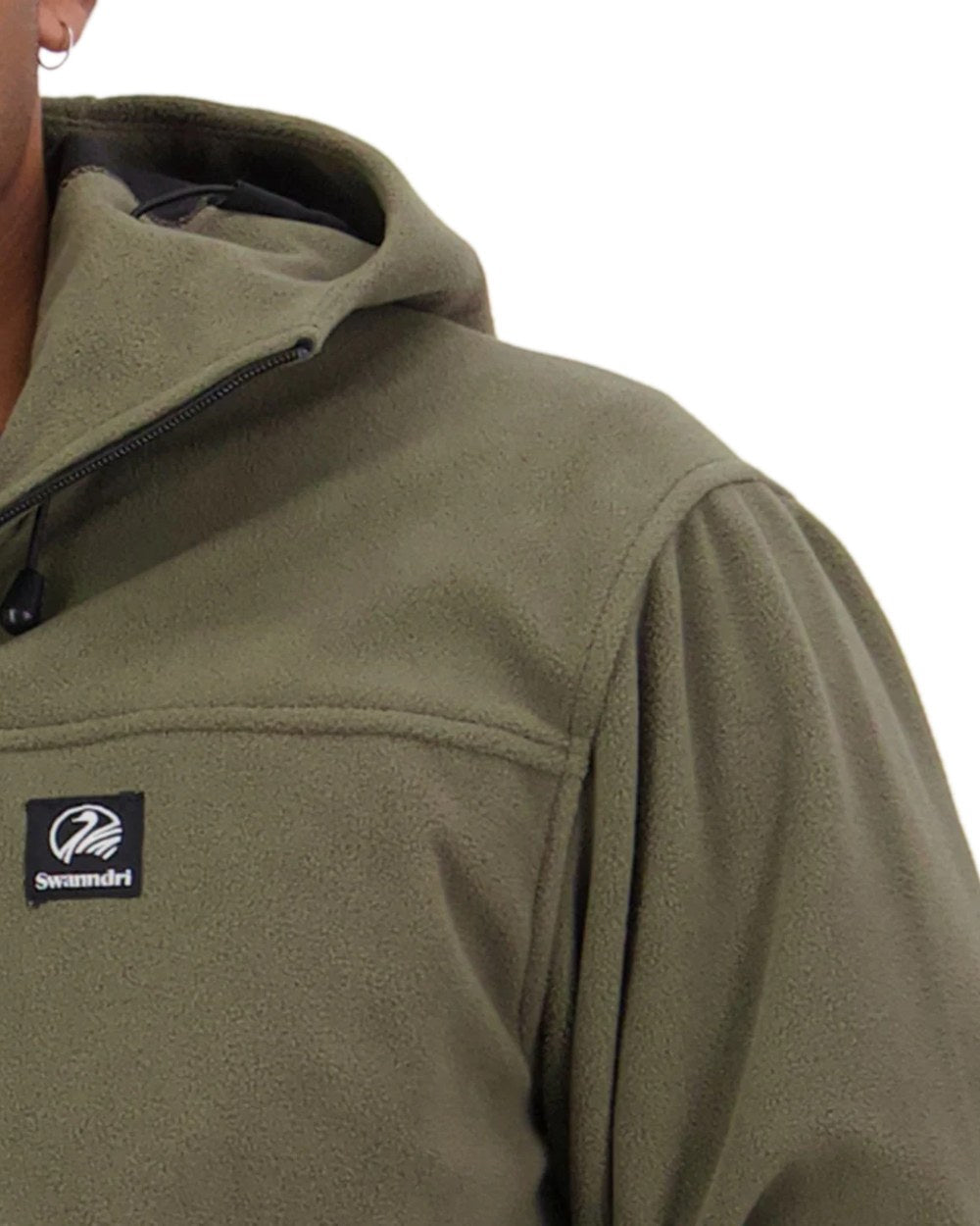 Forest Coloured Swanndri Mens Tundra V2 Technical Fleece Anorak on white background 