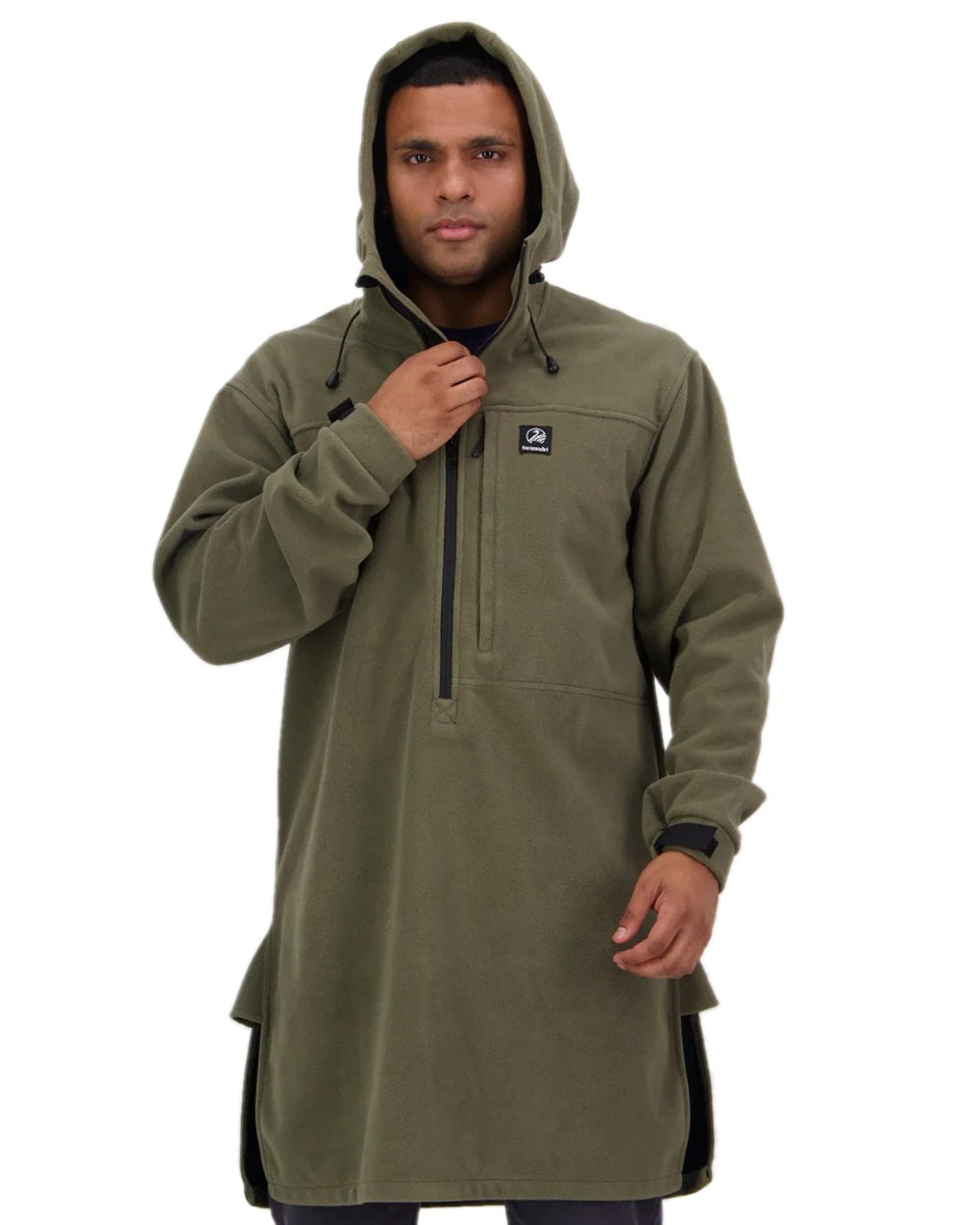 Forest Coloured Swanndri Mens Tundra V2 Technical Fleece Anorak on white background 