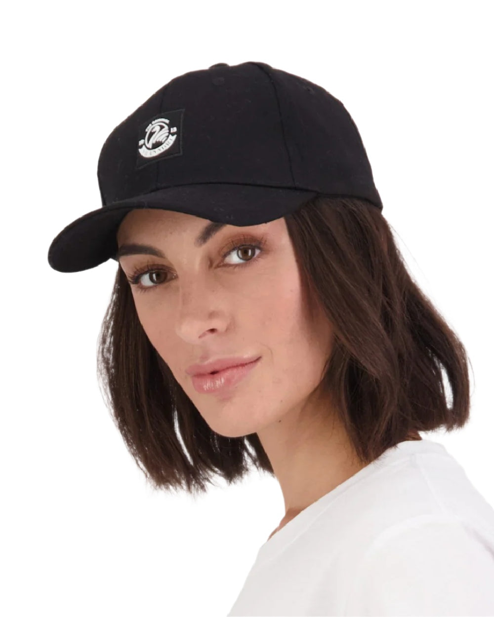Black Coloured Swanndri Swanni Baseball Cap on white background 