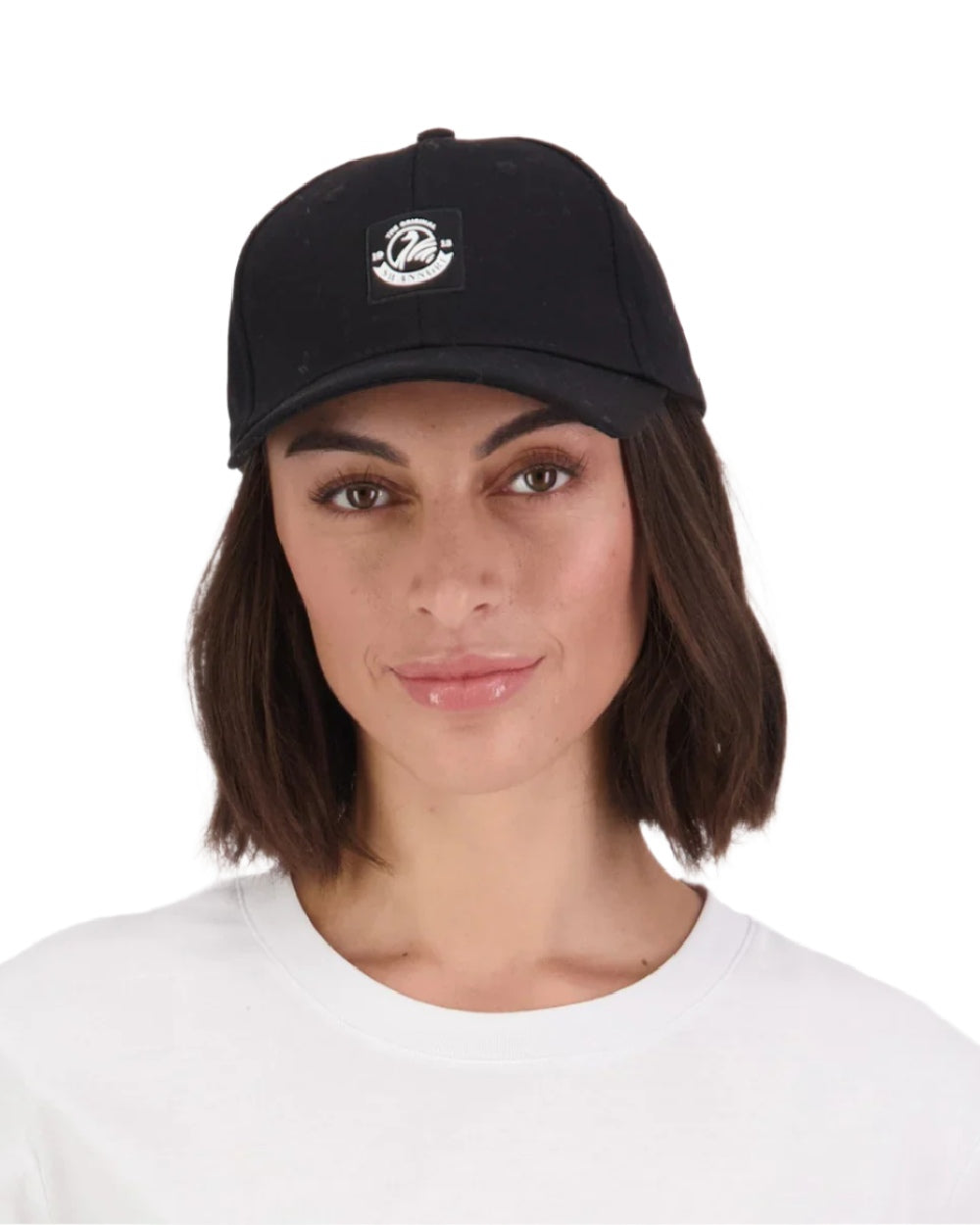 Black Coloured Swanndri Swanni Baseball Cap on white background 