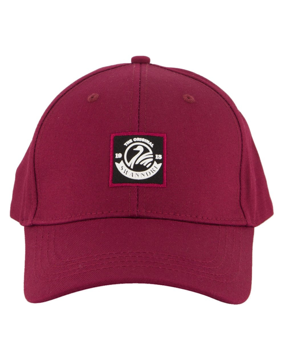 Burgundy Coloured Swanndri Swanni Baseball Cap on white background 