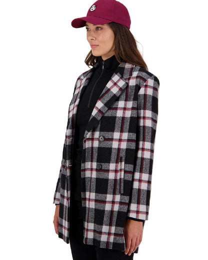 Burgundy Coloured Swanndri Swanni Baseball Cap on white background 