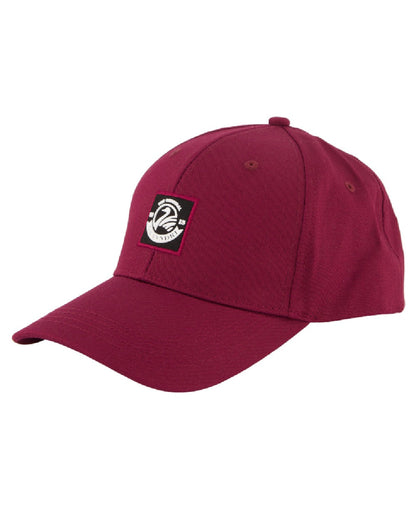 Burgundy Coloured Swanndri Swanni Baseball Cap on white background 