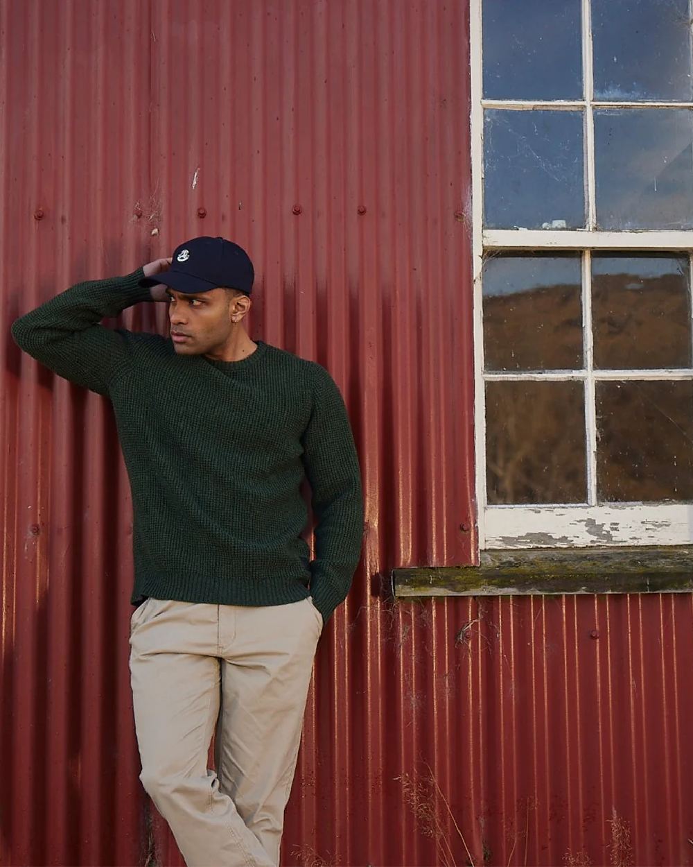 Navy Coloured Swanndri Swanni Baseball Cap on outdoor background 