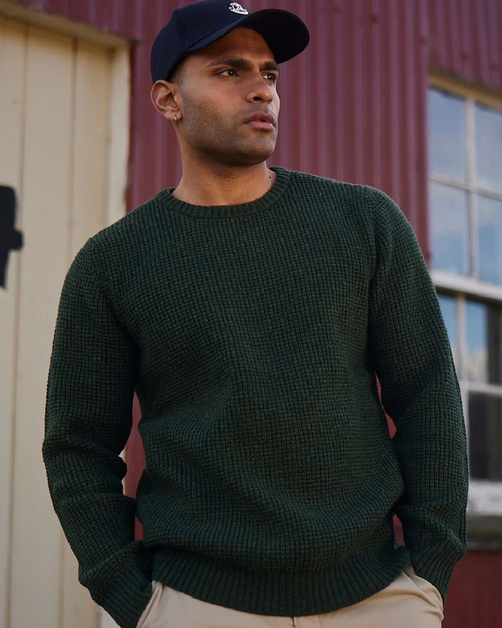 Navy Coloured Swanndri Swanni Baseball Cap on outdoor background 