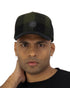 Olive Black Check Coloured Swanndri Swanni Trucker Cap on white background 