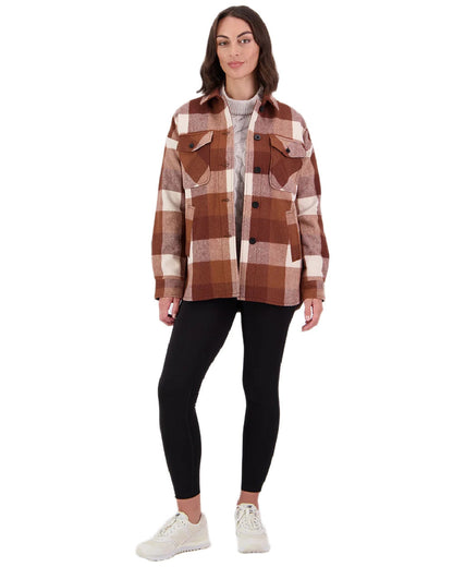 Chelsea Check Coloured Swanndri Womens Anchorage V2 Wool Shirt Jacket on white background 