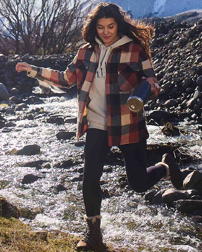 Georgia Check Coloured Swanndri Womens Anchorage V2 Wool Shirt Jacket on outdoor background 