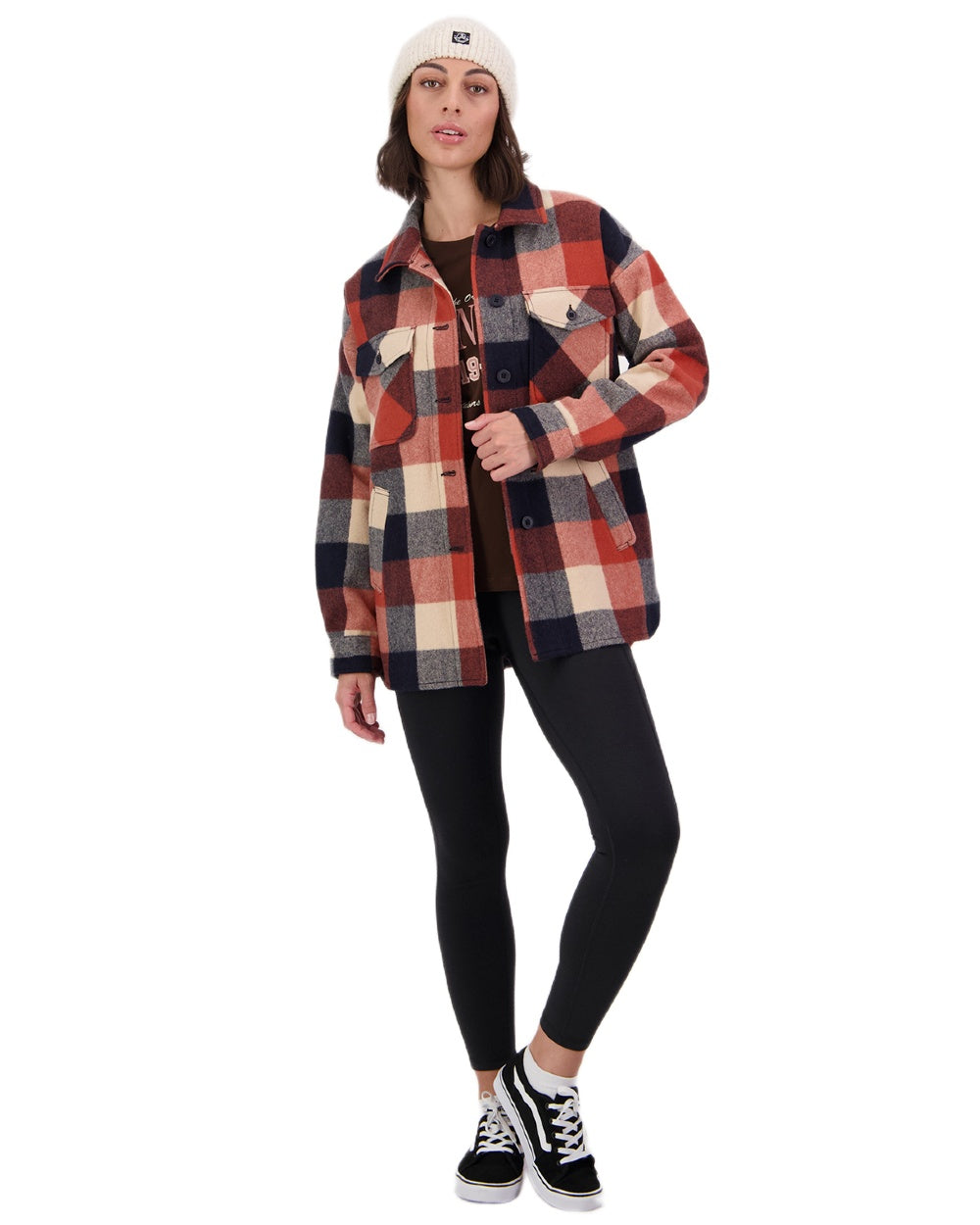 Georgia Check Coloured Swanndri Womens Anchorage V2 Wool Shirt Jacket on white background 