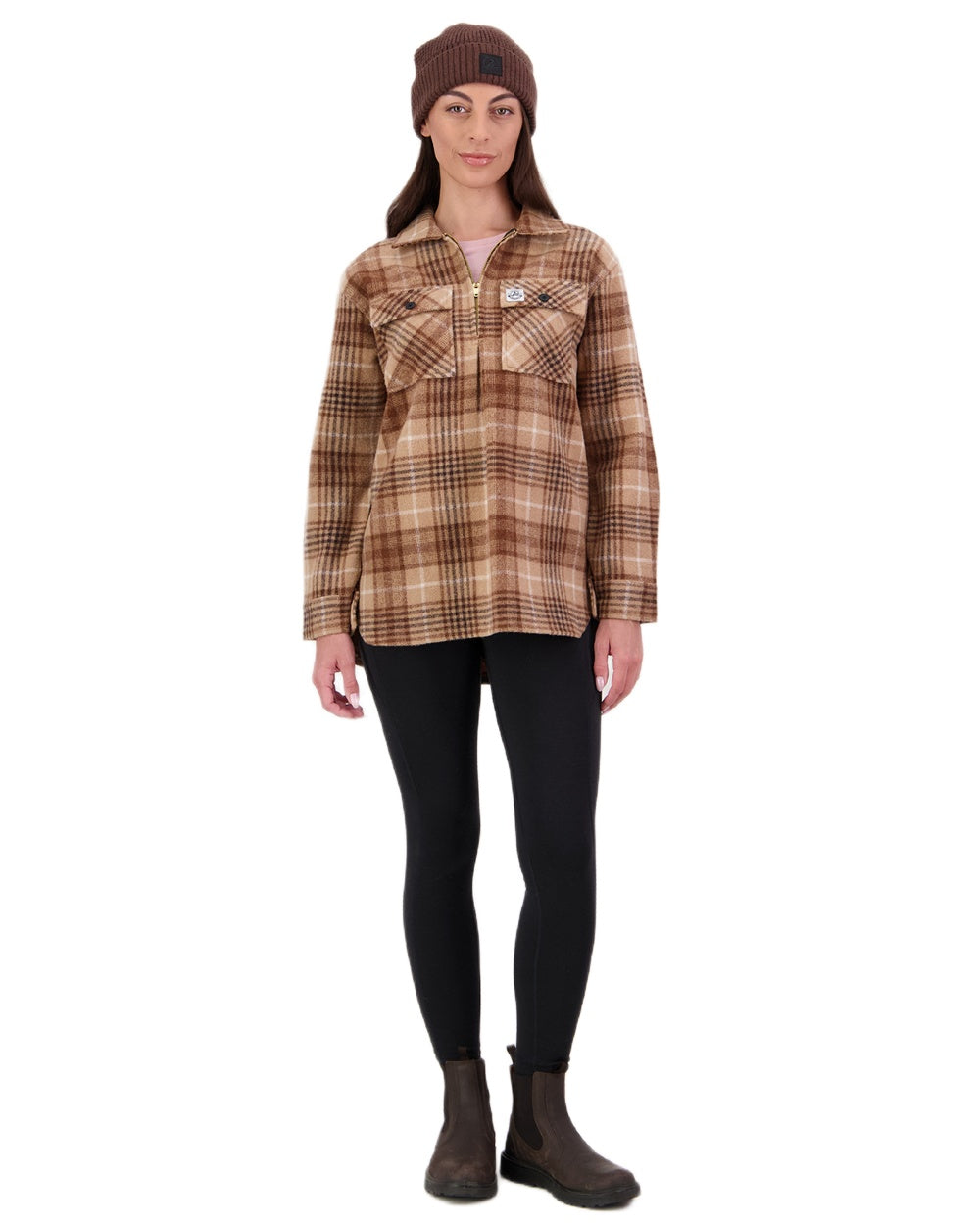Ashgrove Check Coloured Swanndri Womens Ranger Wool Bush Shirt on white background 