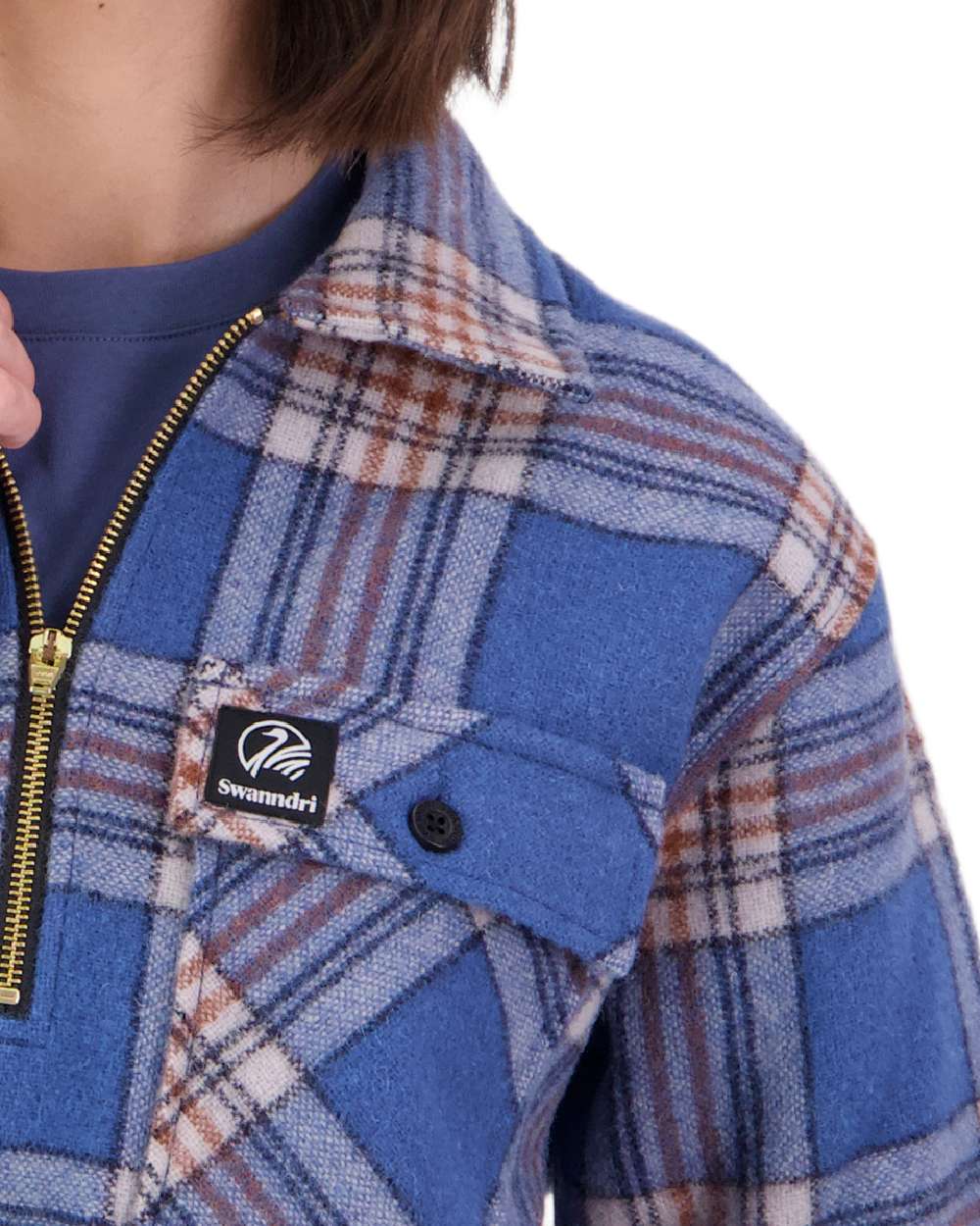 Eastcoast Check Coloured Swanndri Womens Ranger Wool Bush Shirt on white background 