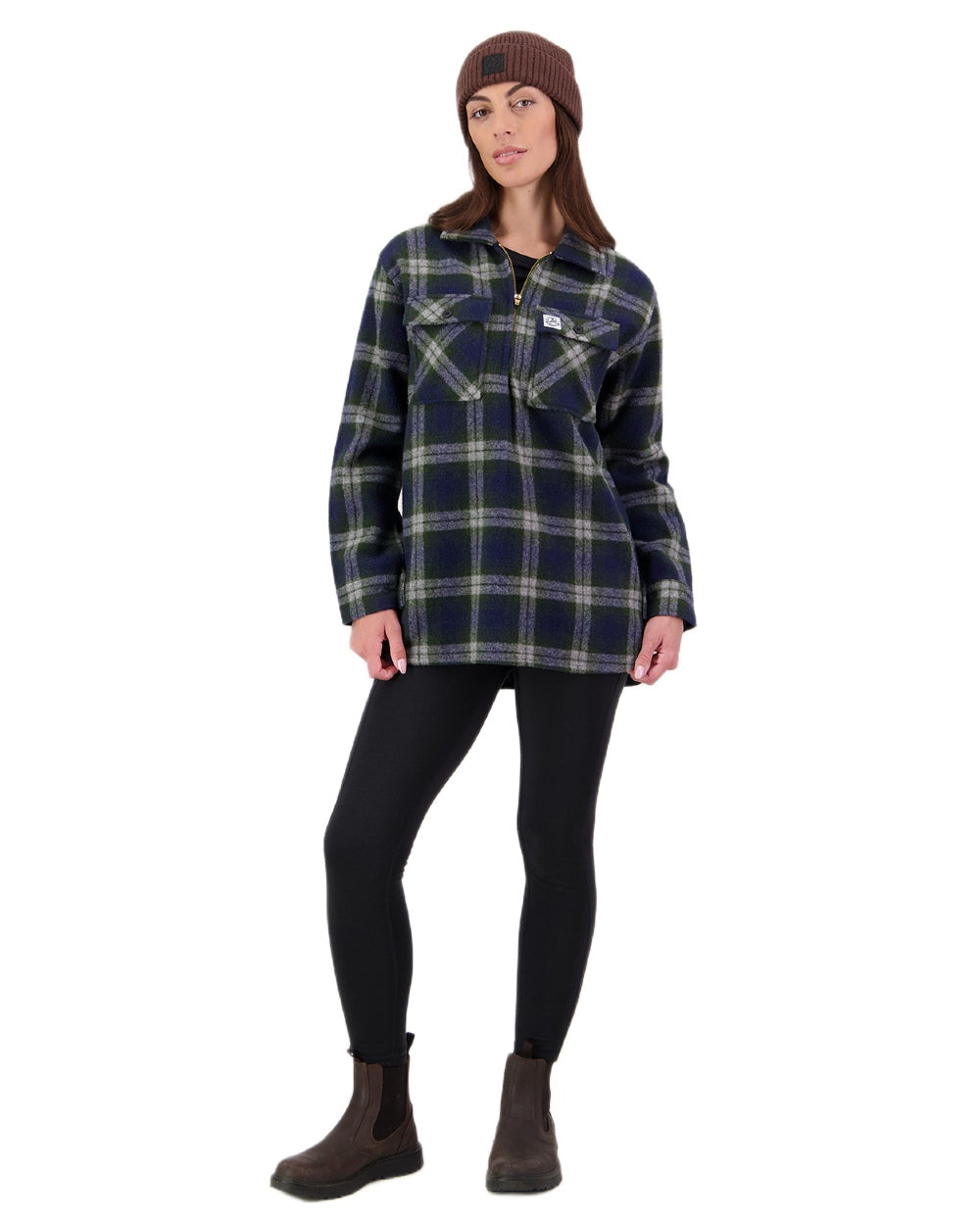 Thornton Check Coloured Swanndri Womens Ranger Wool Bush Shirt on white background 