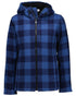 Oceanview Navy Check Coloured Swanndri Womens Seattle V2 Wool Hooded Sweater on white background 