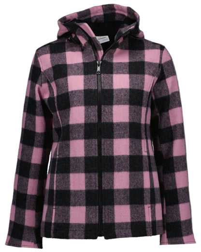 Shadow Blossom Check Coloured Swanndri Womens Seattle V2 Wool Hooded Sweater on white background 